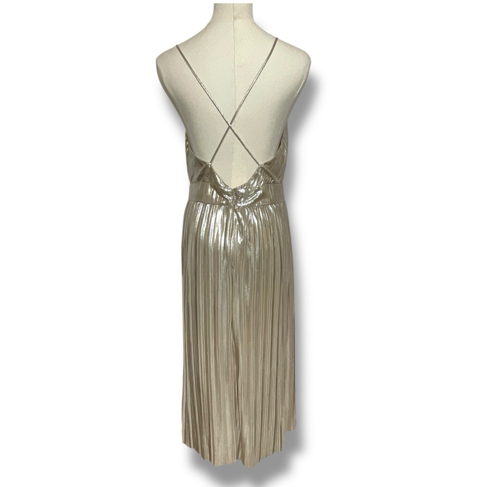 Metallic Gold Pleated Slip Dress - Picture 2 of 8